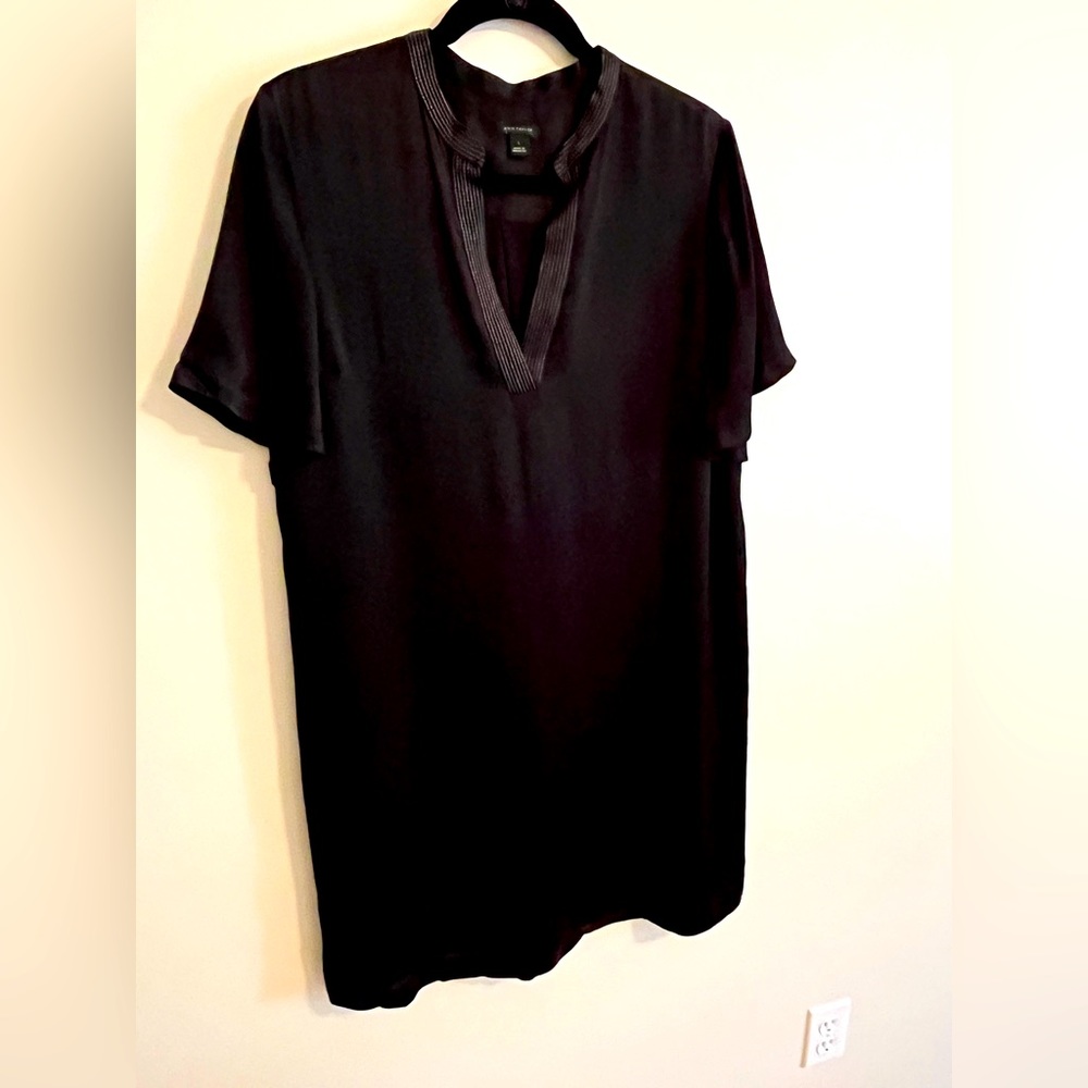 Ann Taylor Black Satin Shift Dress, Size Large